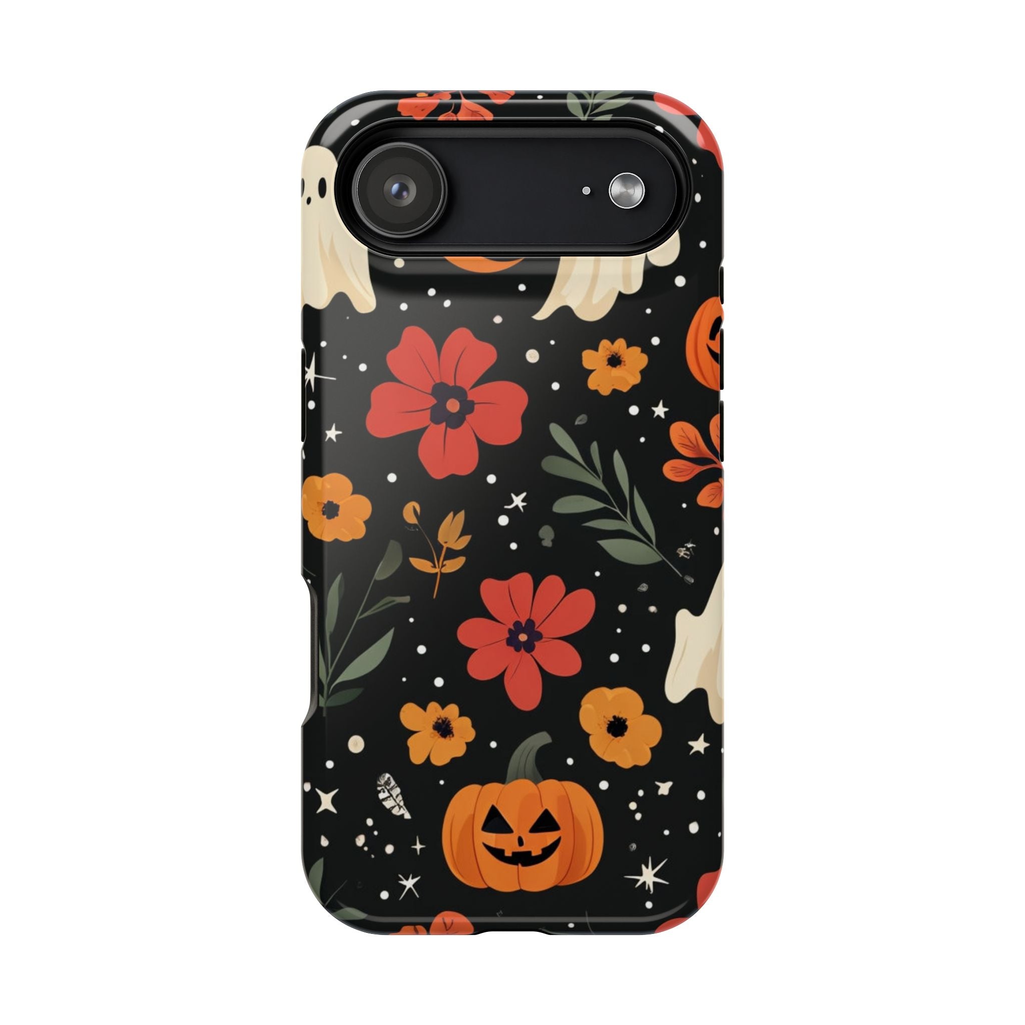 Halloween Ghost & Pumpkin Floral Phone Case — Spooky Cottagecore MagSafe Tough Cover