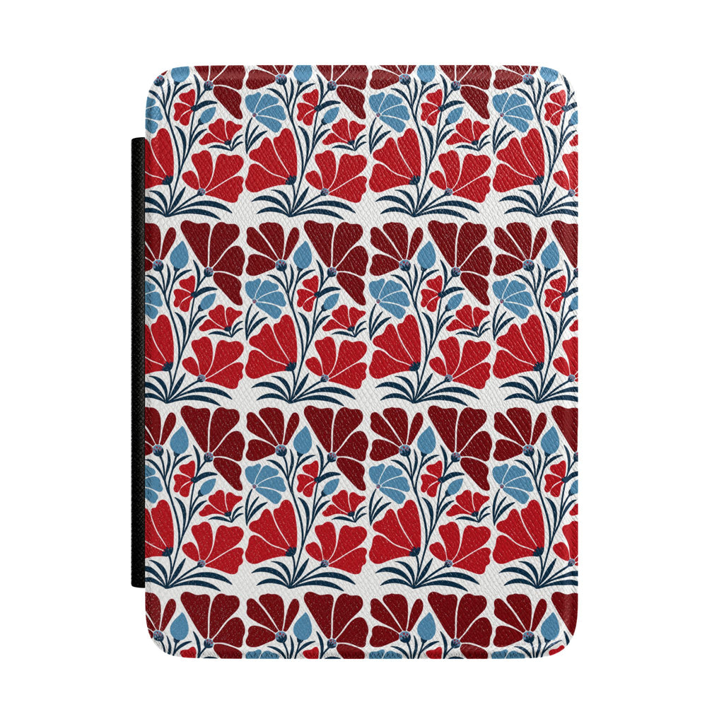 Red and Blue Floral Kindle Paperwhite Case | Vintage Botanical E-Reader Cover