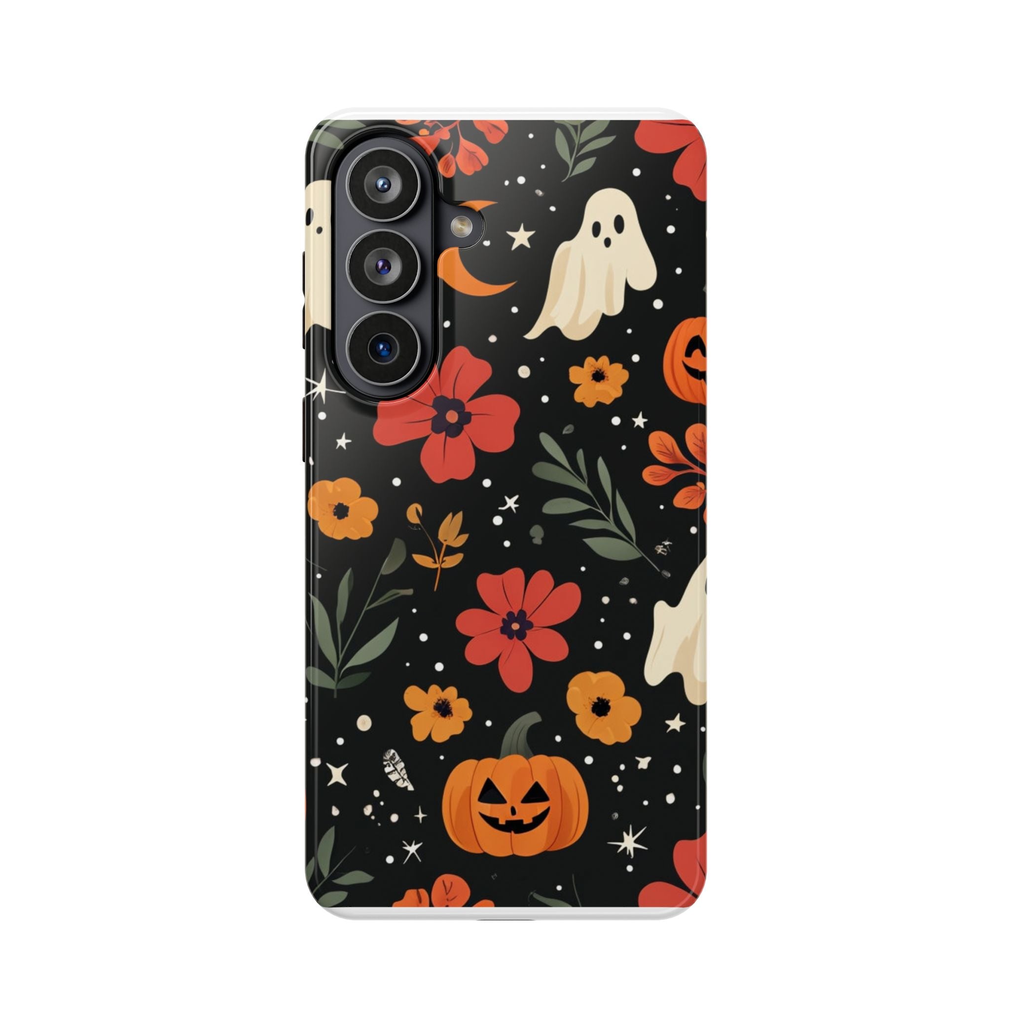 Halloween Ghost & Pumpkin Floral Phone Case — Spooky Cottagecore MagSafe Tough Cover