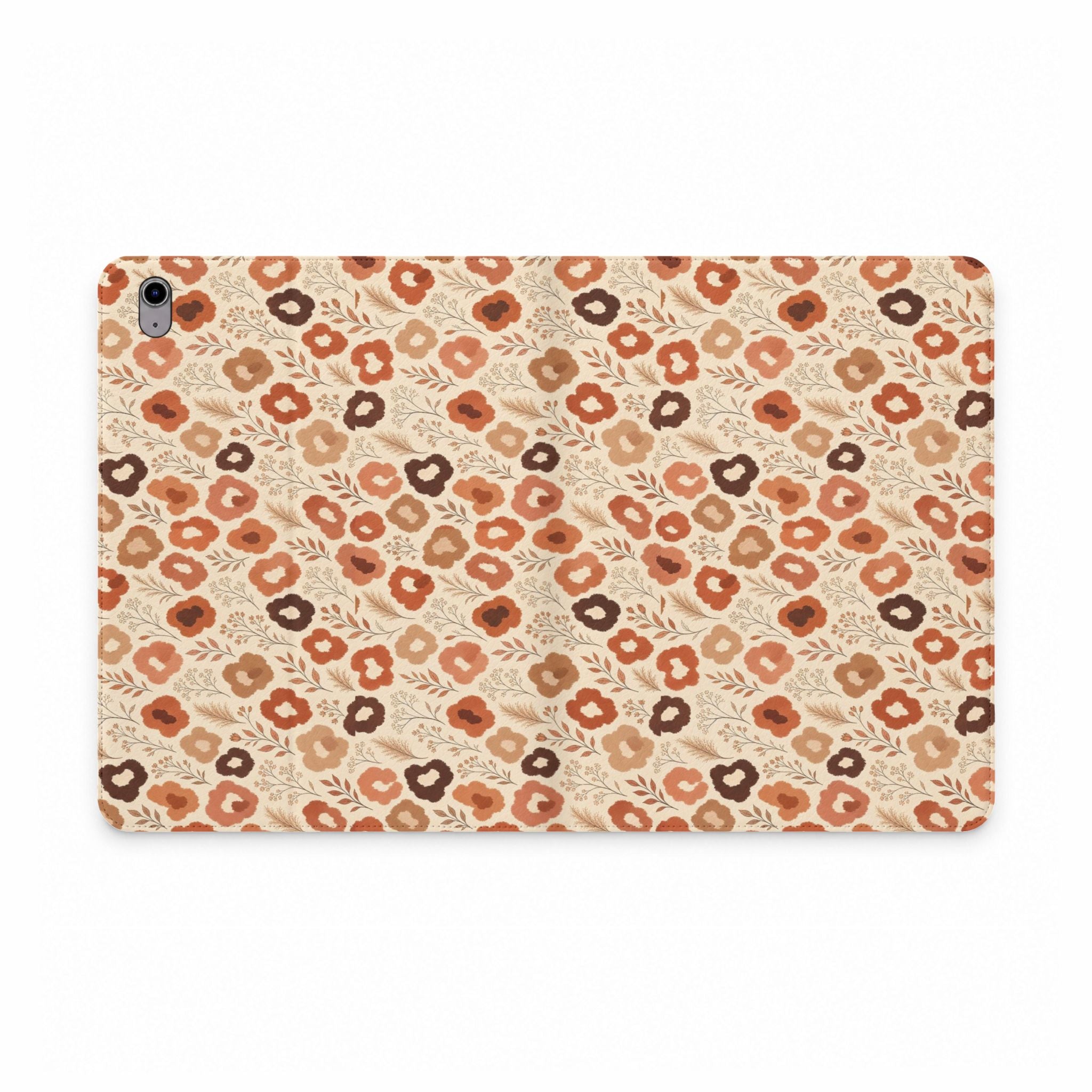 Terracotta Wildflower iPad Folio Case | Boho Neutral Floral Tablet Wallet Cover