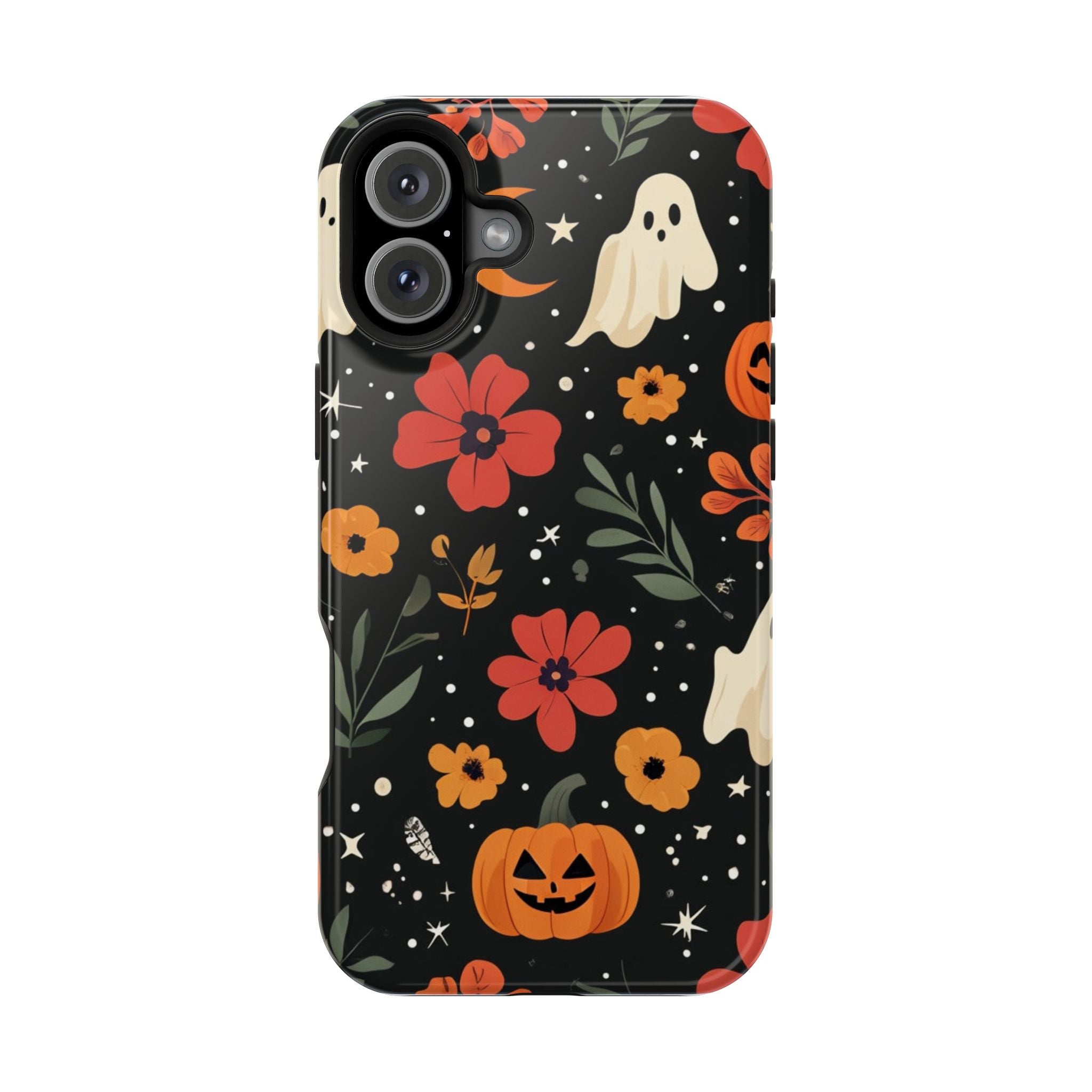Halloween Ghost & Pumpkin Floral Phone Case — Spooky Cottagecore MagSafe Tough Cover