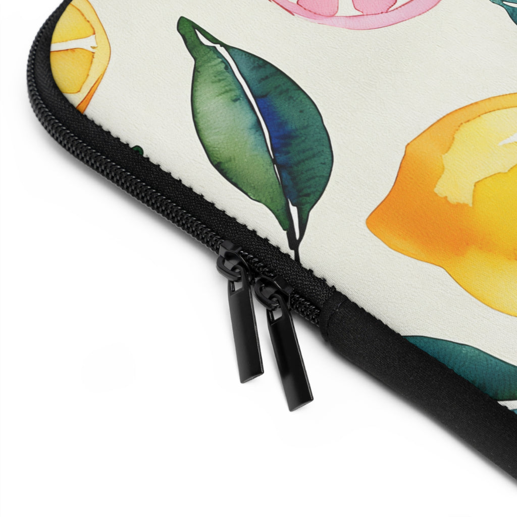 Watercolor Citrus Laptop Sleeve | Lemon Grapefruit Hand-Painted Tech Cover