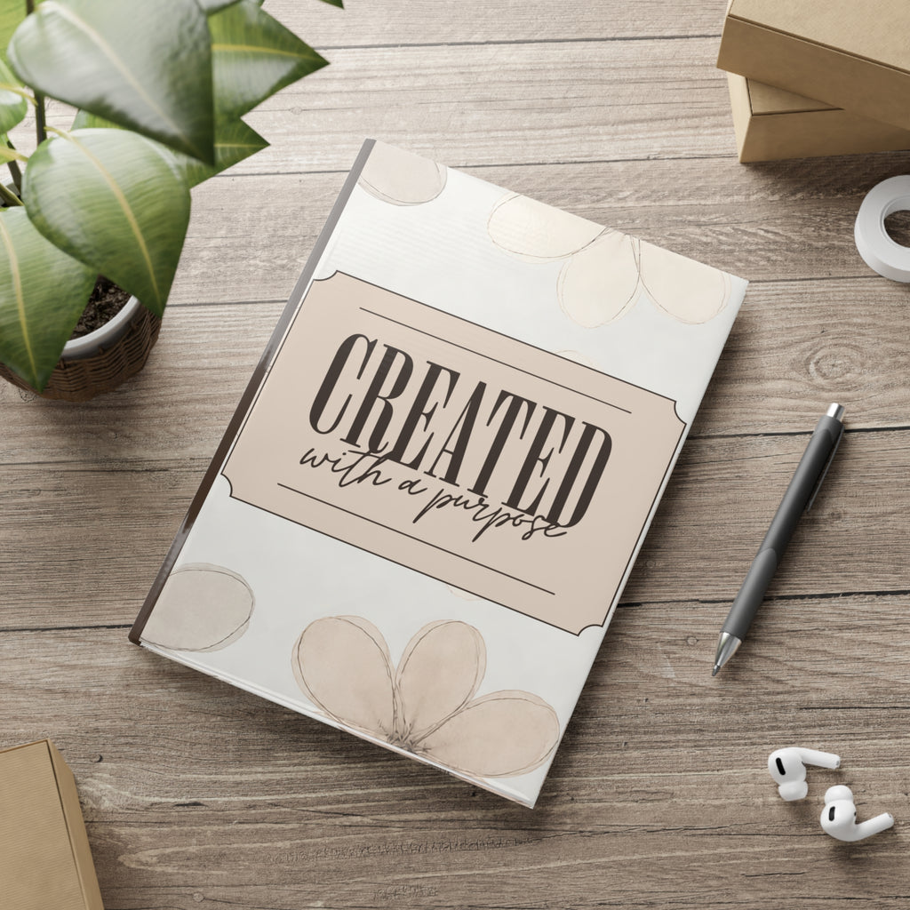 Created With a Purpose notebook | Hardcover Journal, Neutral Floral Design