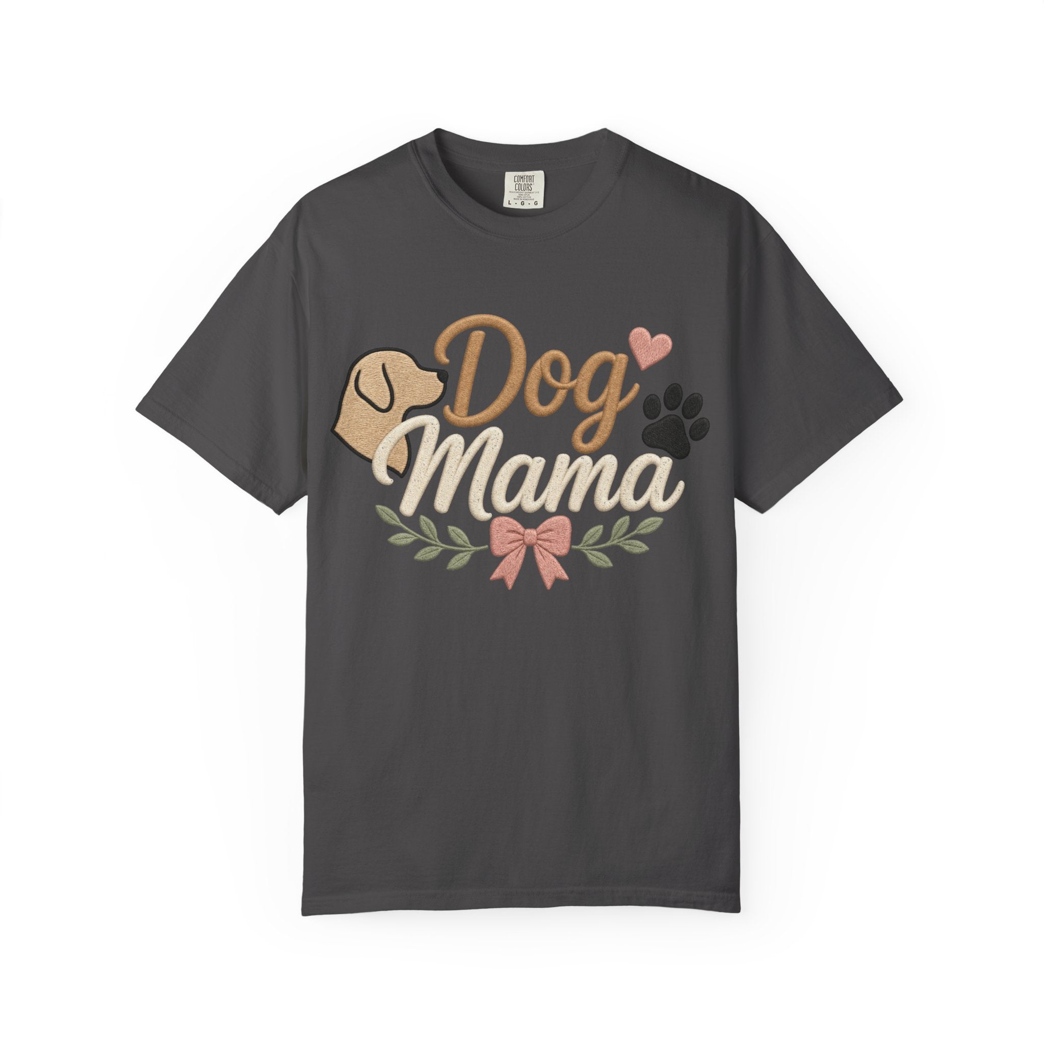 Dog Mama Paw Print embroidered patchwork T-shirt | Dog Mom Shirt