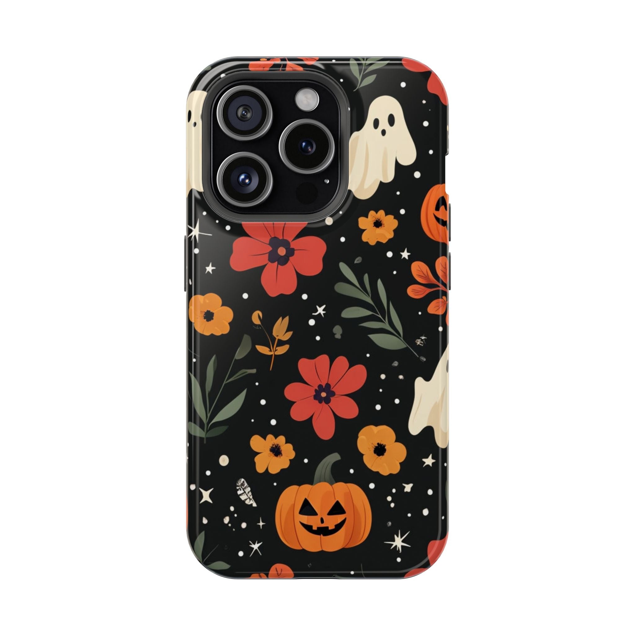 Halloween Ghost & Pumpkin Floral Phone Case — Spooky Cottagecore MagSafe Tough Cover
