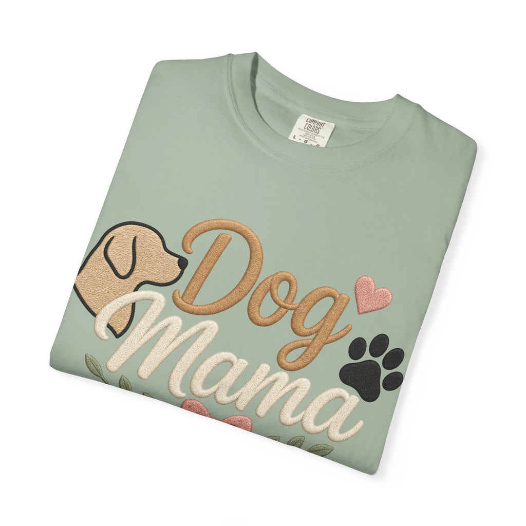 Dog Mama Paw Print embroidered patchwork T-shirt | Dog Mom Shirt