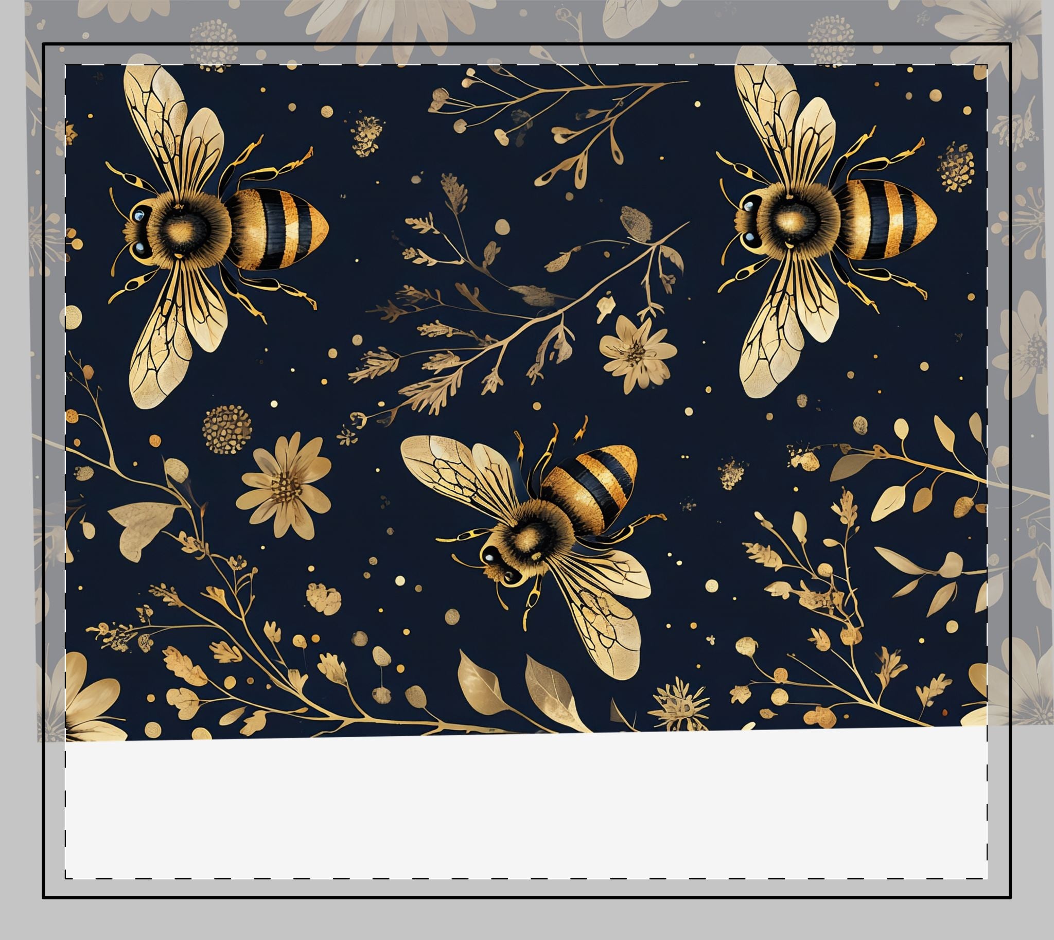 Golden Bee Desk Mat — Vintage Honeybee Stitched-Edge Mouse Pad