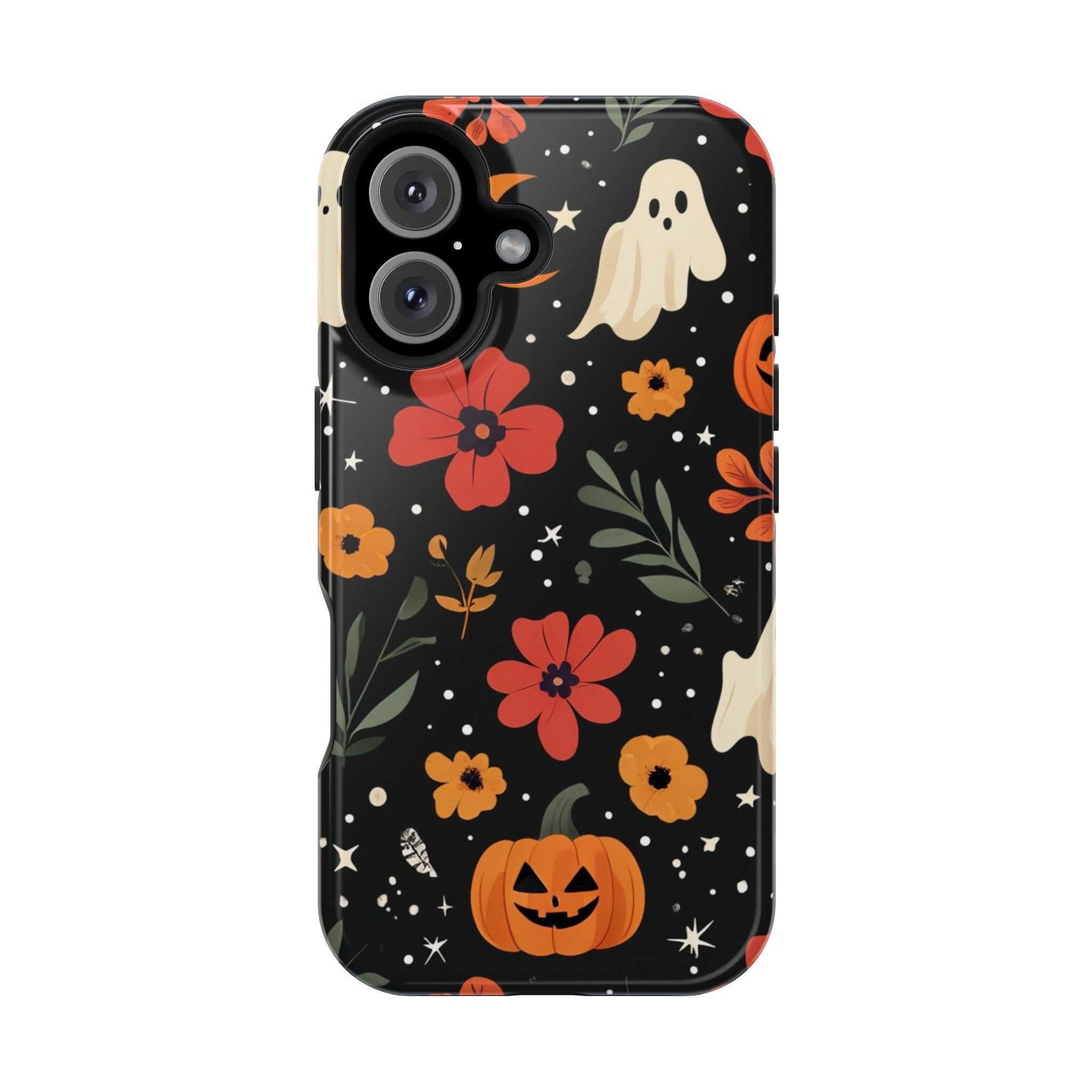 Halloween Ghost & Pumpkin Floral Phone Case — Spooky Cottagecore MagSafe Tough Cover