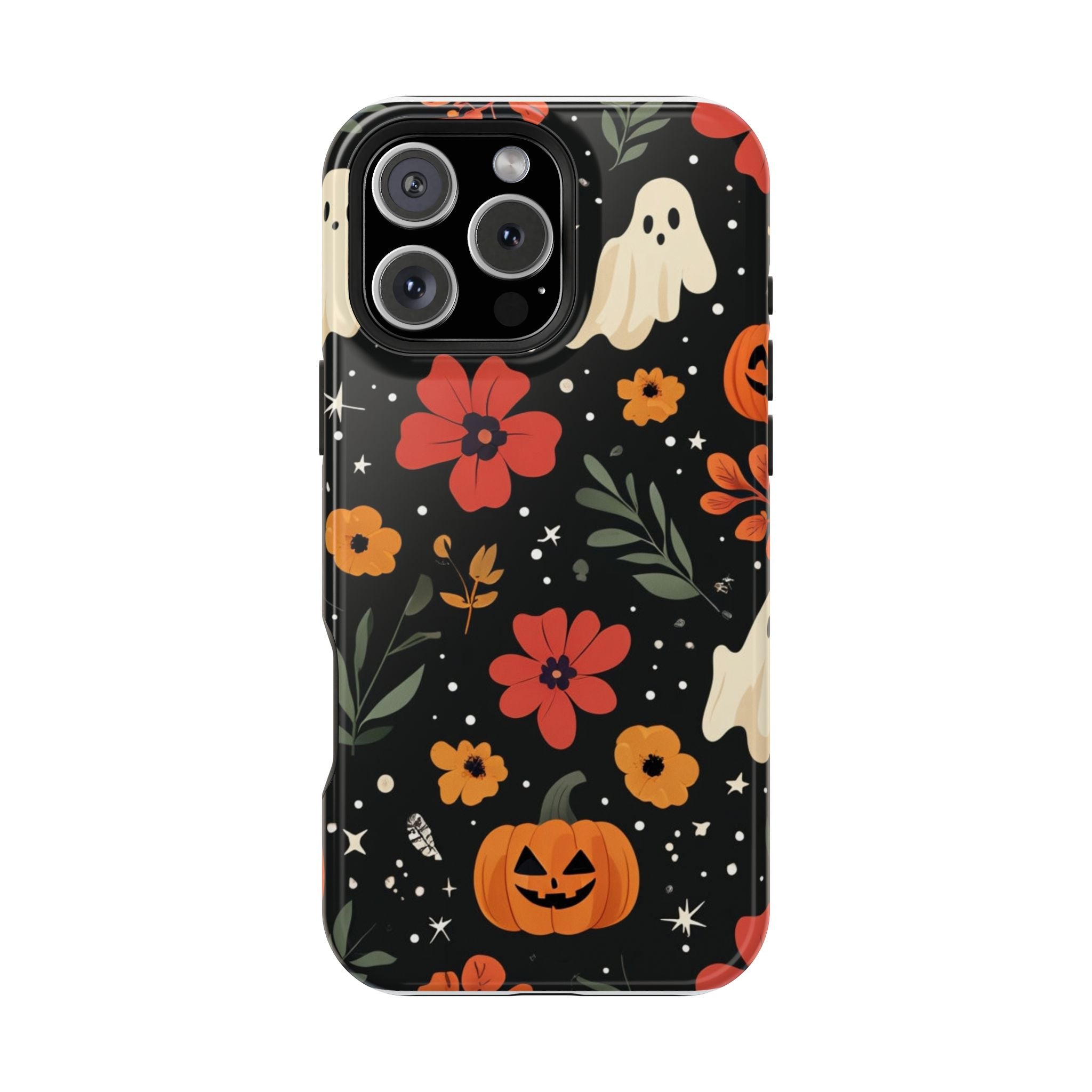 Halloween Ghost & Pumpkin Floral Phone Case — Spooky Cottagecore MagSafe Tough Cover