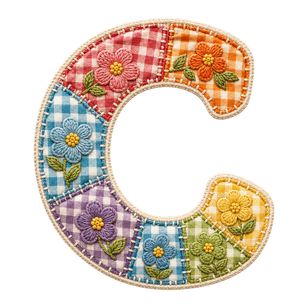 Patchwork Gingham Alphabet PNG Bundle – Quilted Cottagecore Letter Digital Download Set