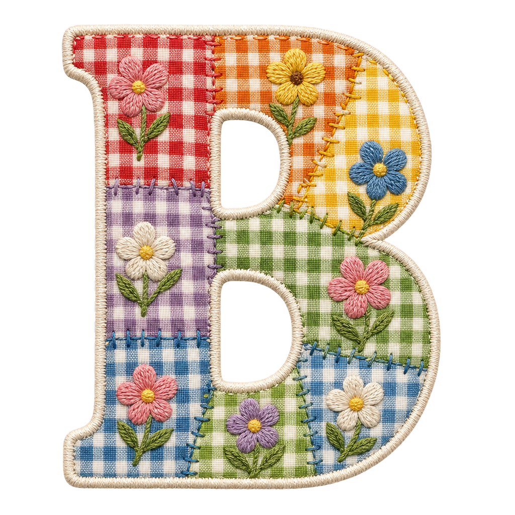 Patchwork Gingham Alphabet PNG Bundle – Quilted Cottagecore Letter Digital Download Set