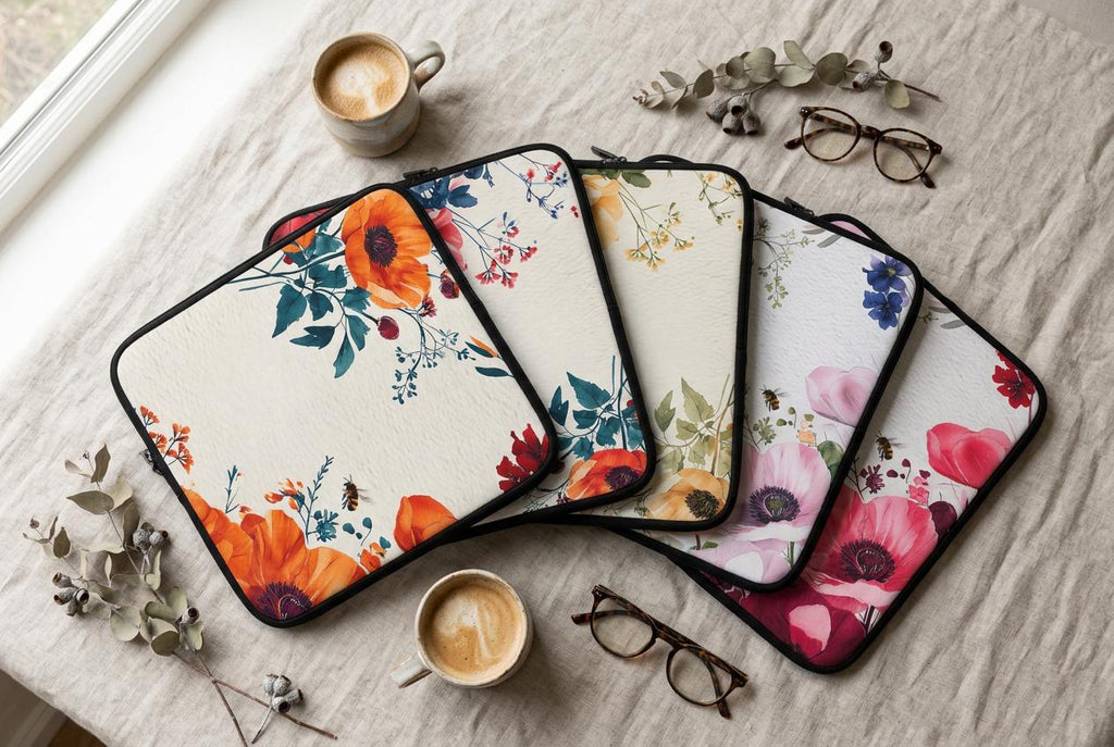 Floral Watercolor Laptop Sleeve | Colorful Hand-Painted Neoprene Sleeve