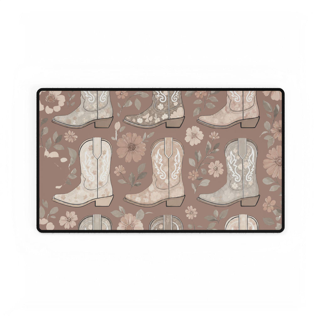 Western Cowgirl Boot Desk Mat | Floral Boho Mouse Pad for Country-Chic Workspaces