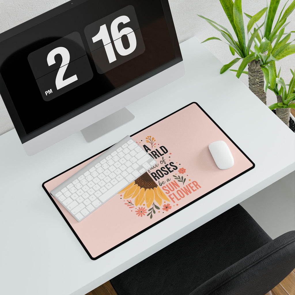 Inspirational Sunflower Desk Mat | Be a Sunflower Floral Mouse Pad