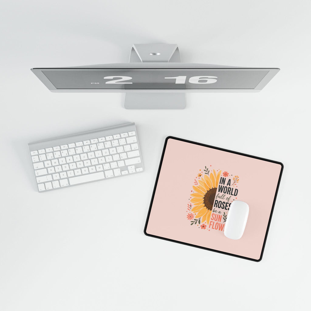 Inspirational Sunflower Desk Mat | Be a Sunflower Floral Mouse Pad
