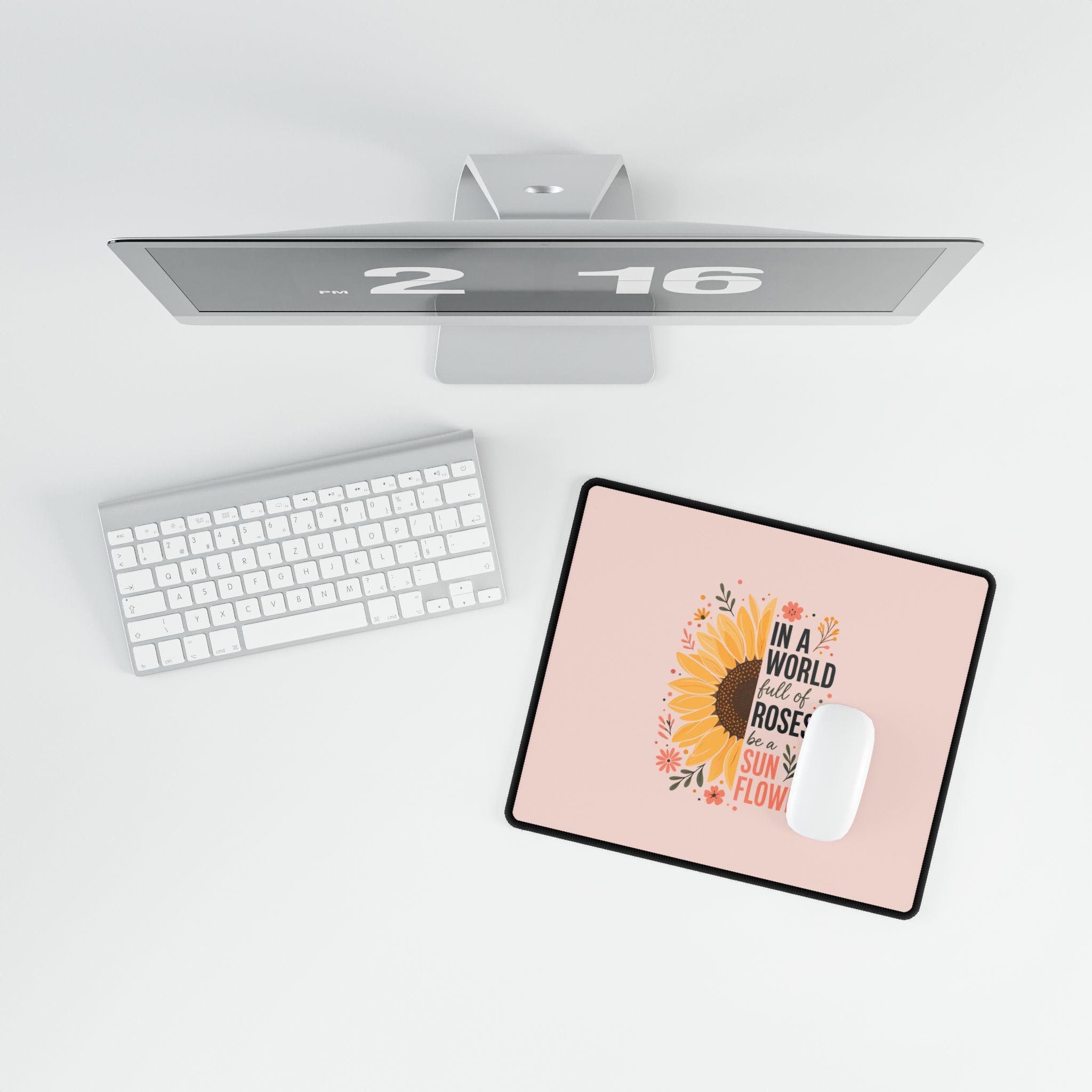Inspirational Sunflower Desk Mat | Be a Sunflower Floral Mouse Pad