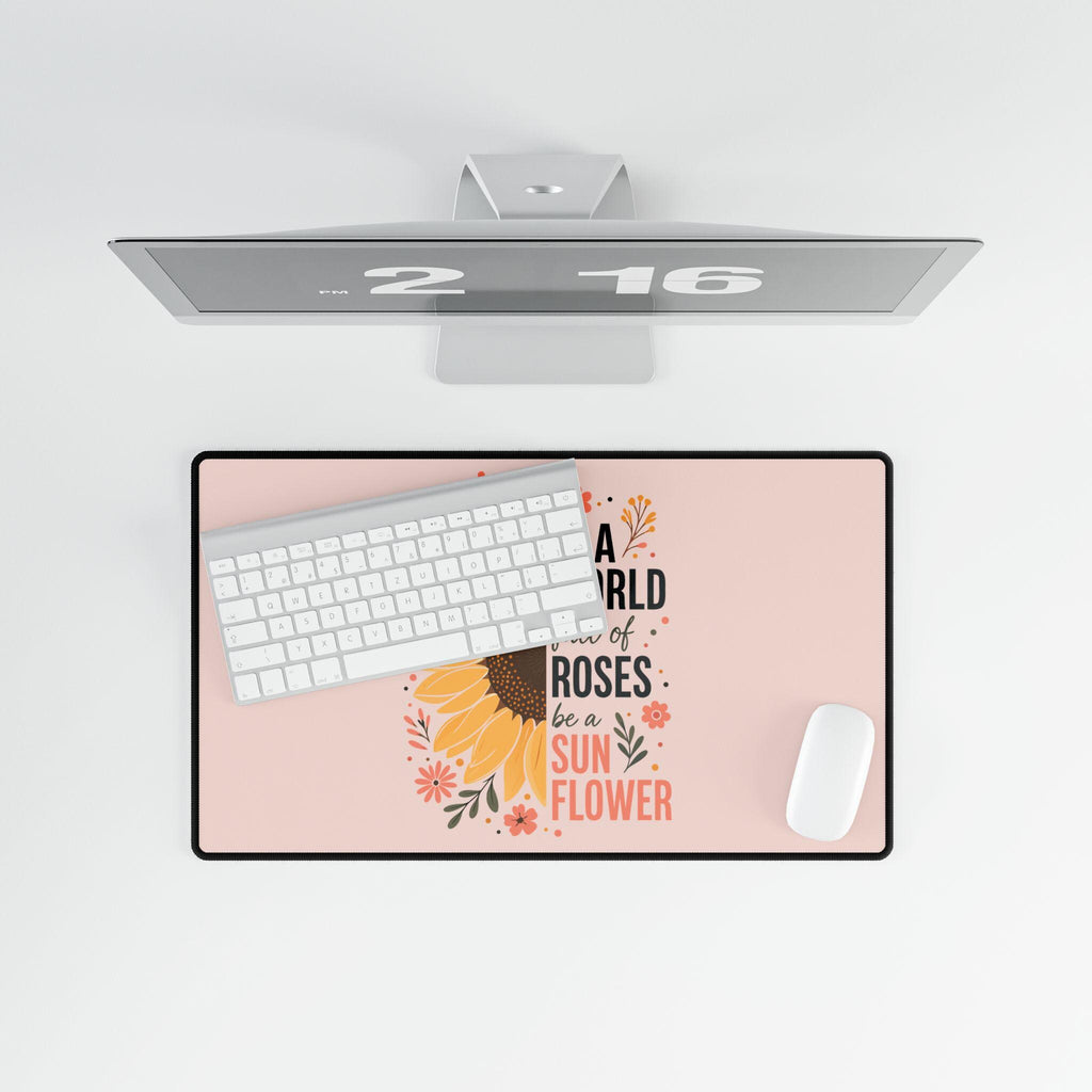 Inspirational Sunflower Desk Mat | Be a Sunflower Floral Mouse Pad