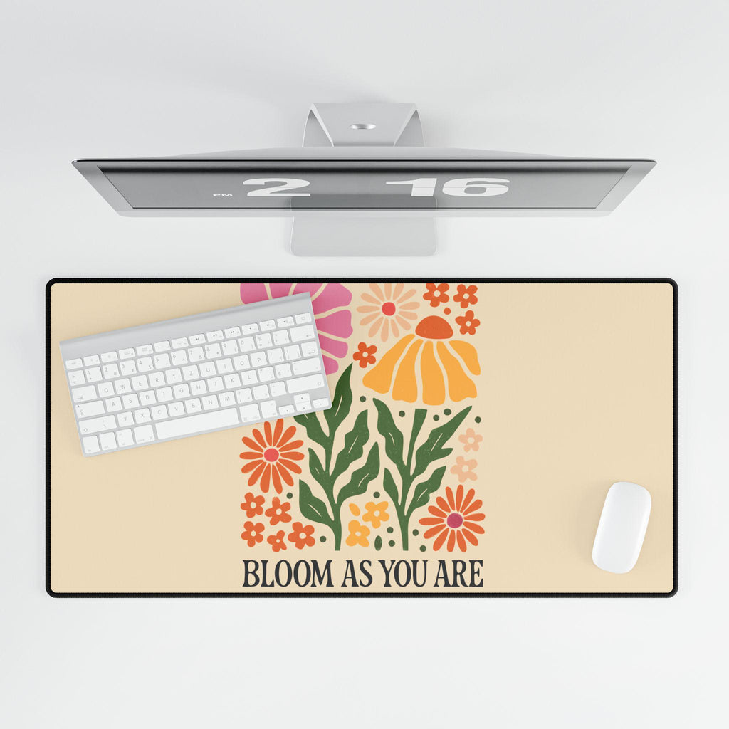 Bloom As You Are Botanical Desk Mat | Earthy Garden Floral Mouse Pad