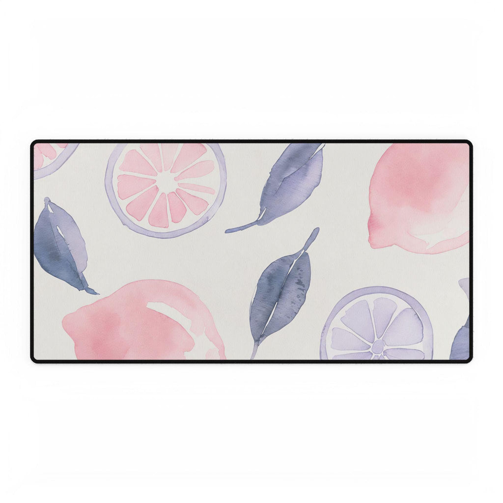 Pastel Citrus Watercolor Desk Mat | Lemon Coquette Mouse Pad for Cute Workspaces