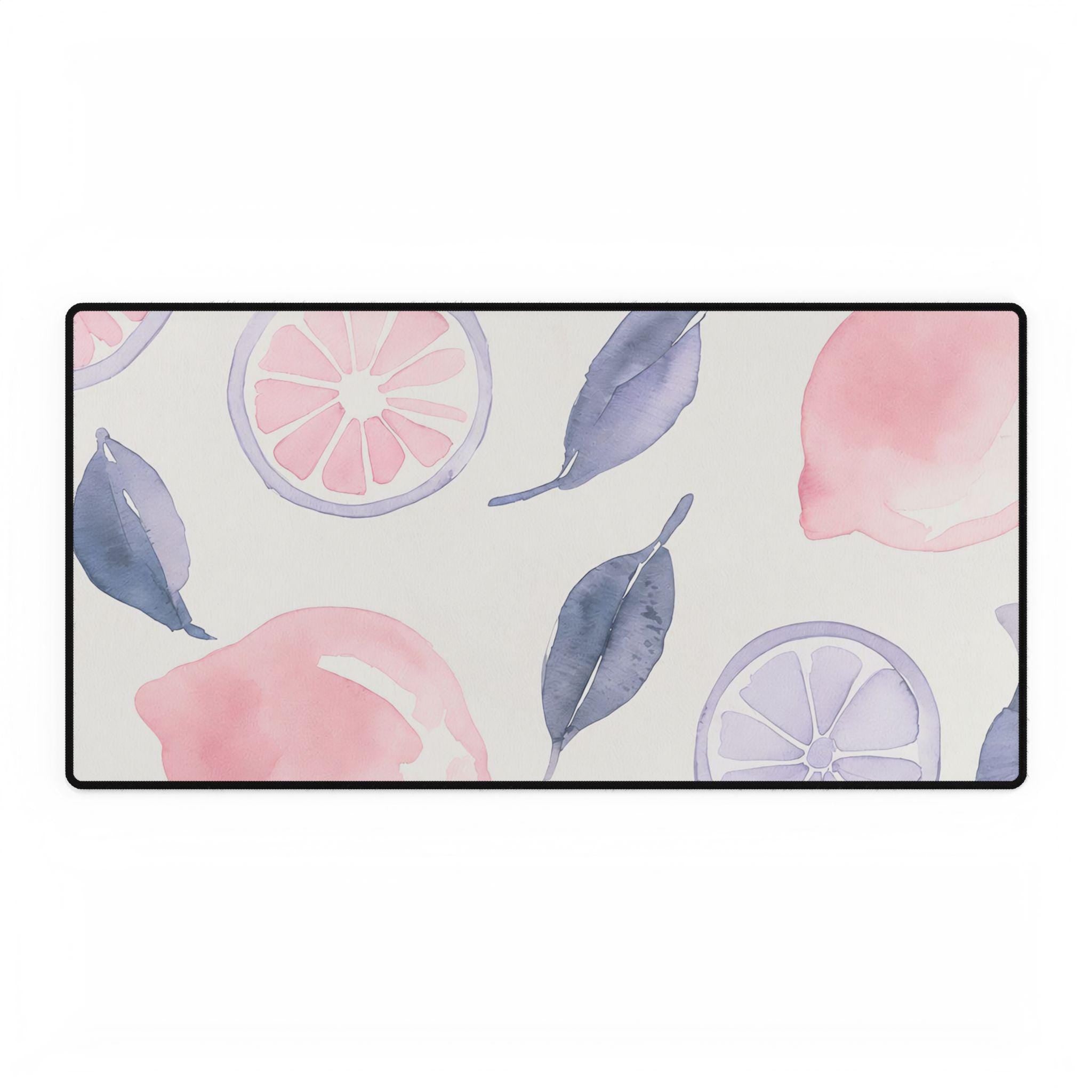 Pastel Citrus Watercolor Desk Mat | Lemon Coquette Mouse Pad for Cute Workspaces