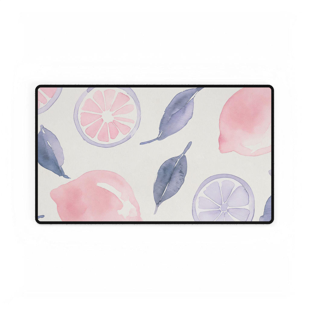 Pastel Citrus Watercolor Desk Mat | Lemon Coquette Mouse Pad for Cute Workspaces
