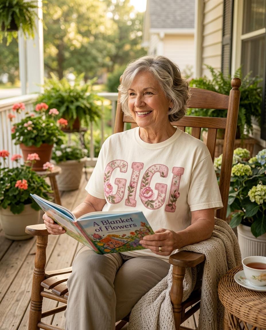 Vintage Floral Patchwork Gigi Shirt, Cottagecore Embroidered Grandma Tee