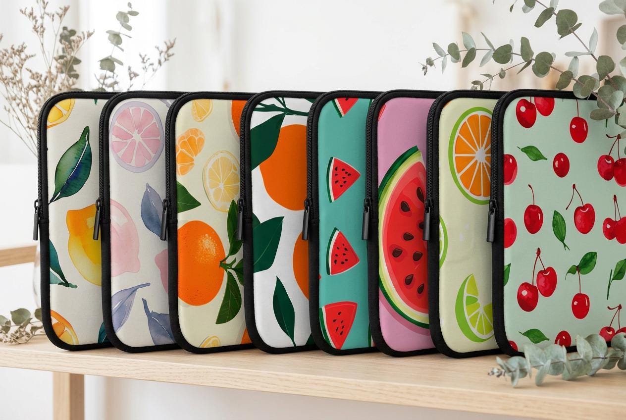 Watercolor Citrus Laptop Sleeve | Cherry Watermelon Lemon Fruit Tech Cover