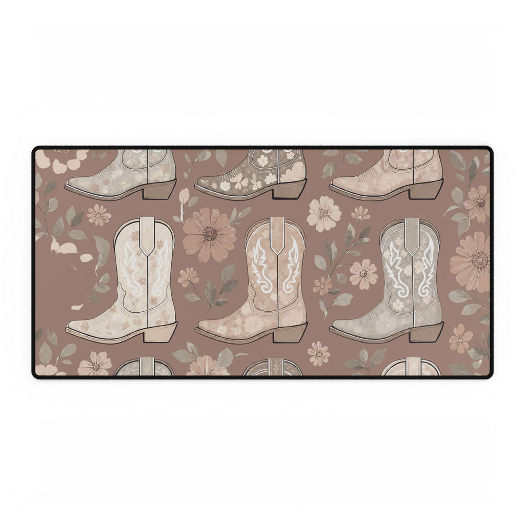 Western Cowgirl Boot Desk Mat | Floral Boho Mouse Pad for Country-Chic Workspaces