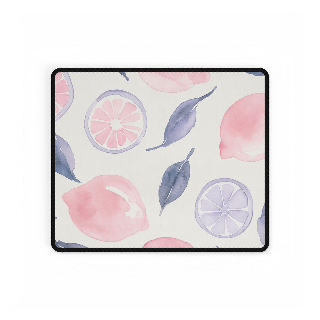 Pastel Citrus Watercolor Desk Mat | Lemon Coquette Mouse Pad for Cute Workspaces