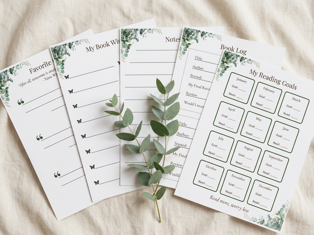 Cottagecore Reading Journal — Printable PDF Instant Download