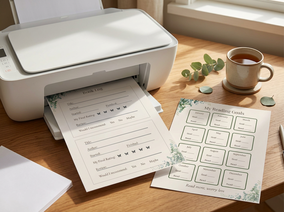 Cottagecore Reading Journal — Printable PDF Instant Download