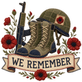 Memorial Day We Remember PNG Digital Download – Embroidered Memorial Day Patriotic Design