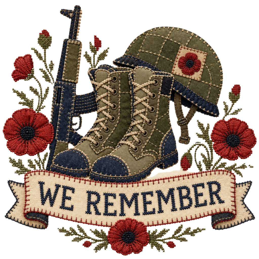 Memorial Day We Remember PNG Digital Download – Embroidered Memorial Day Patriotic Design